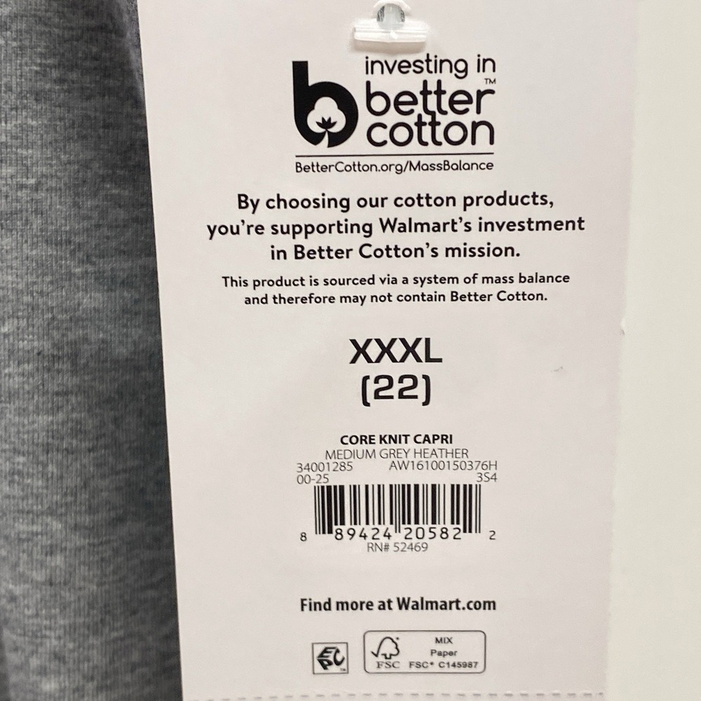 New Athletic Works Gray Cotton Blend Women's Plus XXXL 22 Core Knit Capri NWT - Picture 4 of 7